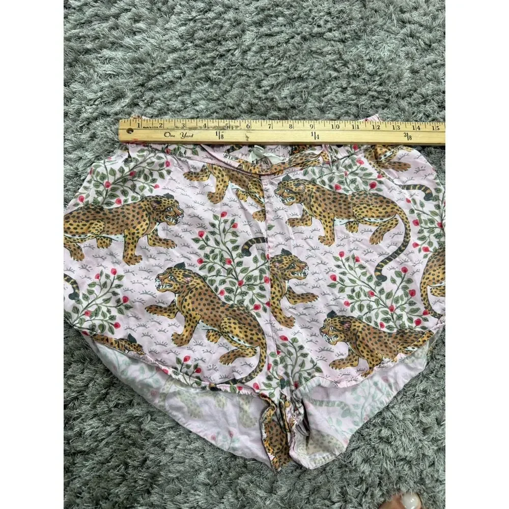 Printfresh Bagheera Pink Leopard Cotton Pajama Sleep Shorts Womens Size XS